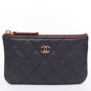 CHANEL Classic Small Zipped Pouch smooth lambskin  gold tone metal pouch